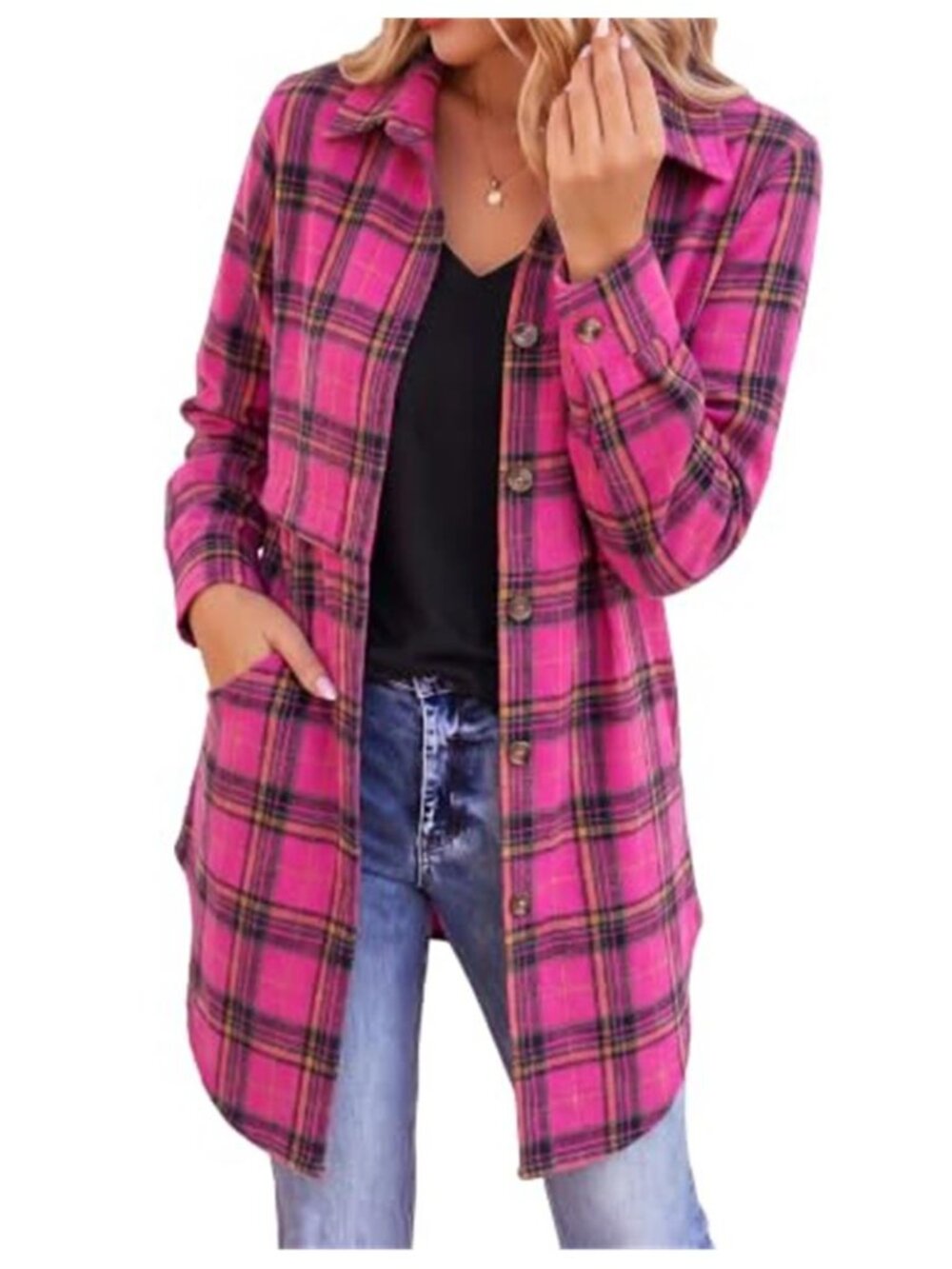 Women's Flannel Shirts Long Sleeve Plaid Button Down Shirts Fall Top
